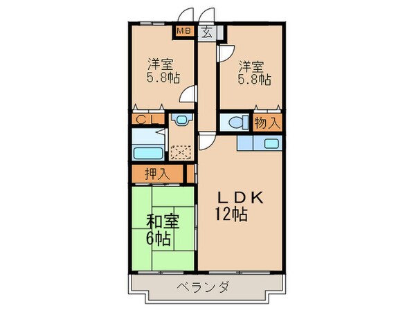 サンライズ大善寺の物件間取画像